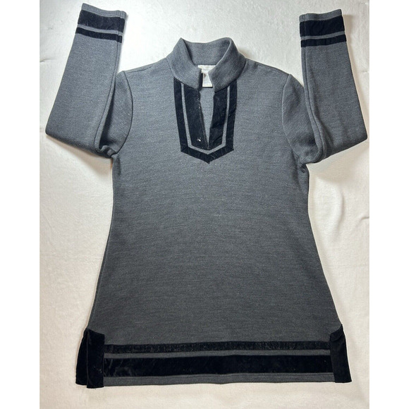 Soft Surroundings Sweaters - Soft Surroundings Runway Tunic Sweater Women’s Size Large Black Gray Velvet Wool